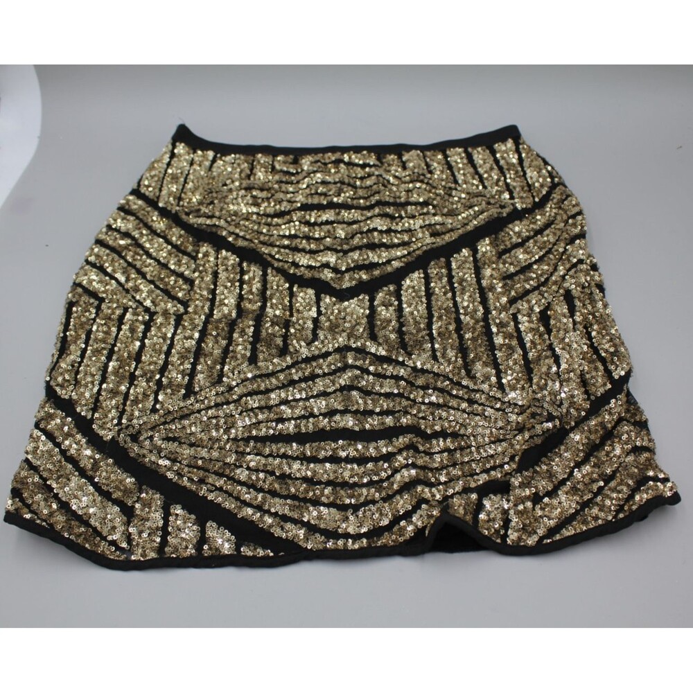 NWT Womens Black Gold Sequin Soprano Pencil Skirt Zip Size 1X/ XL Cocktail Fancy